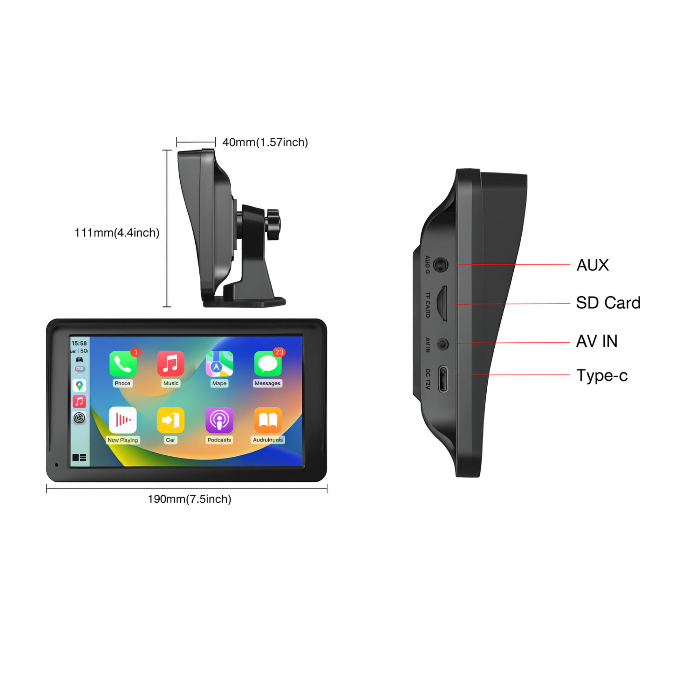 Universeel 7-inch touchscreen-systeem